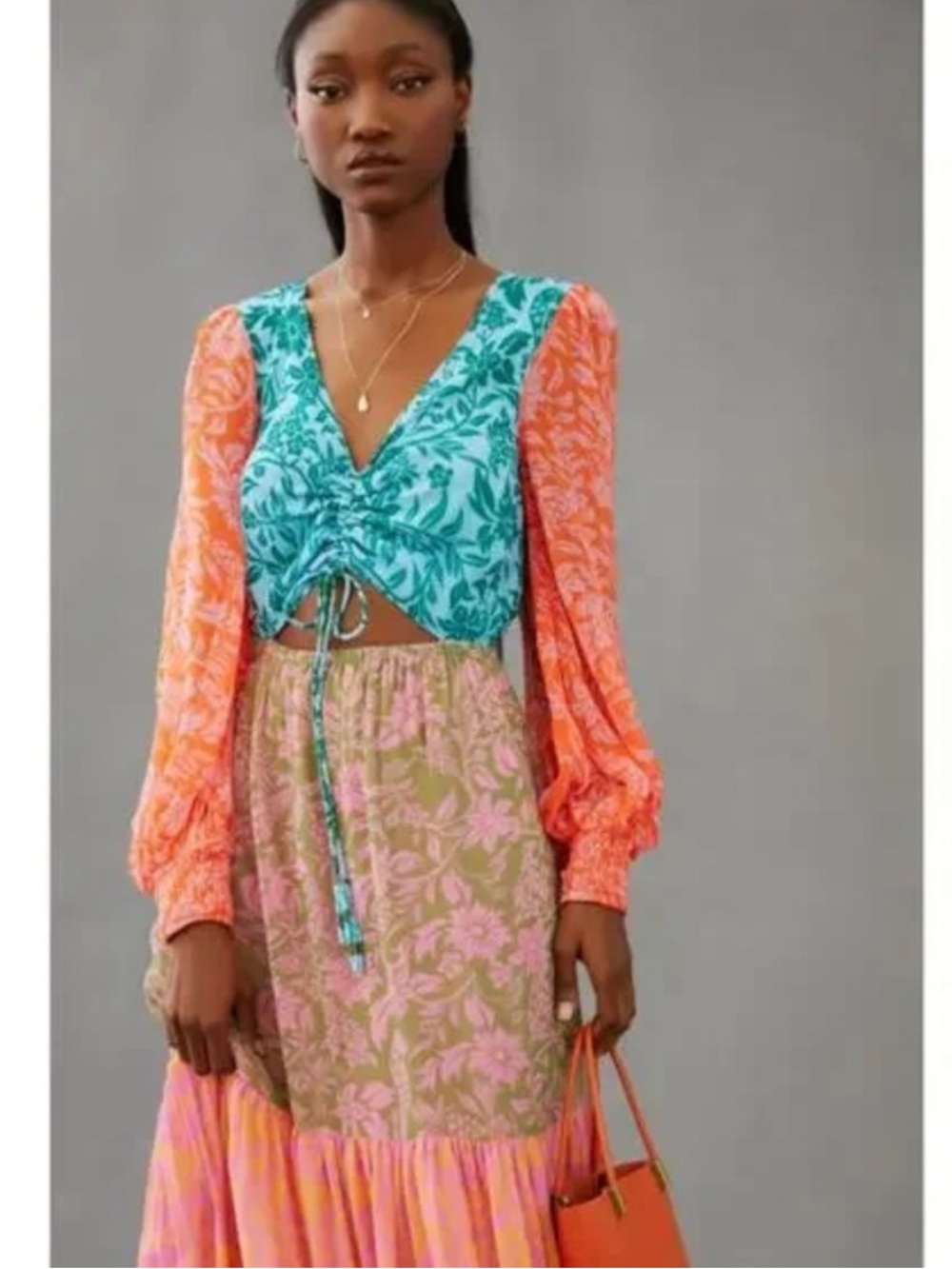 3668. FARM RIO ANTHROPOLOGIE Colorblock
Printed Maxi Dress in PinkCombo Sz M$260